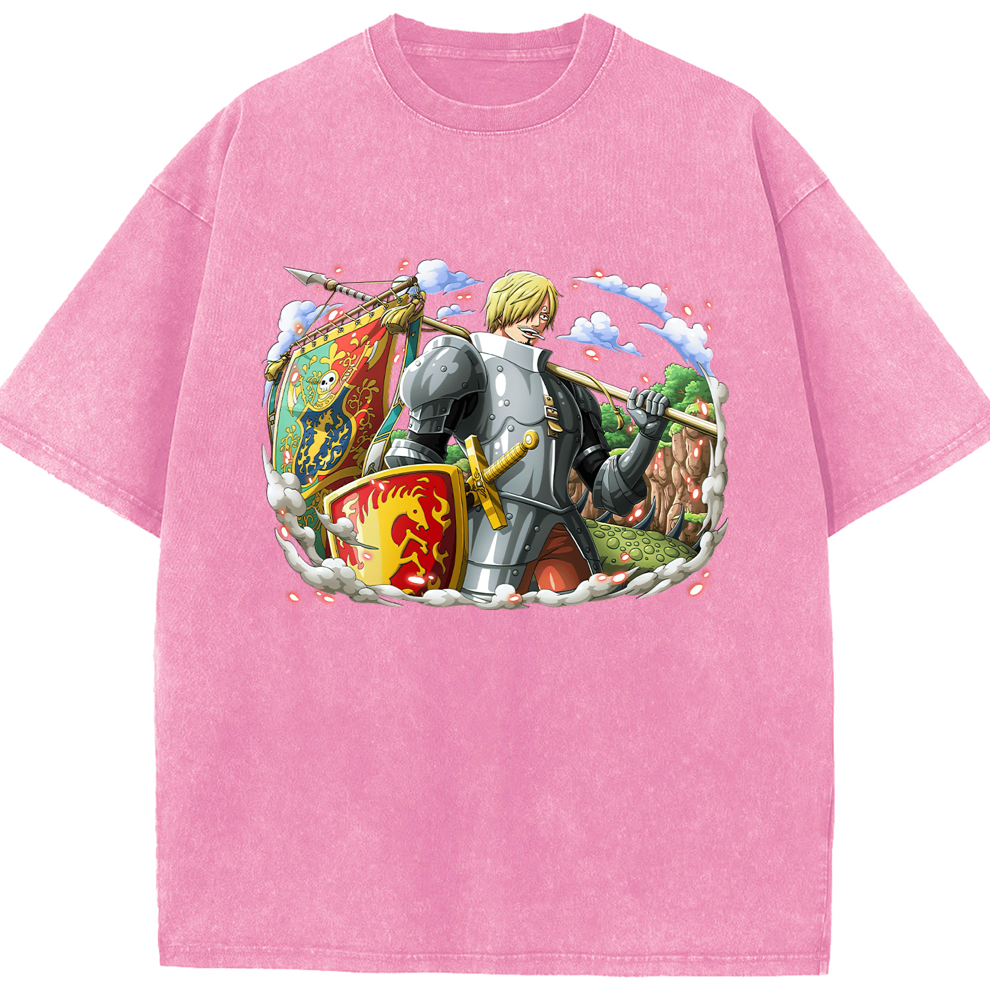 （画像用） ワンピース サンジ ONE PIECE Sanji 綿100% ヴィンテージ風 半袖Tシャツ（フロントプリント）